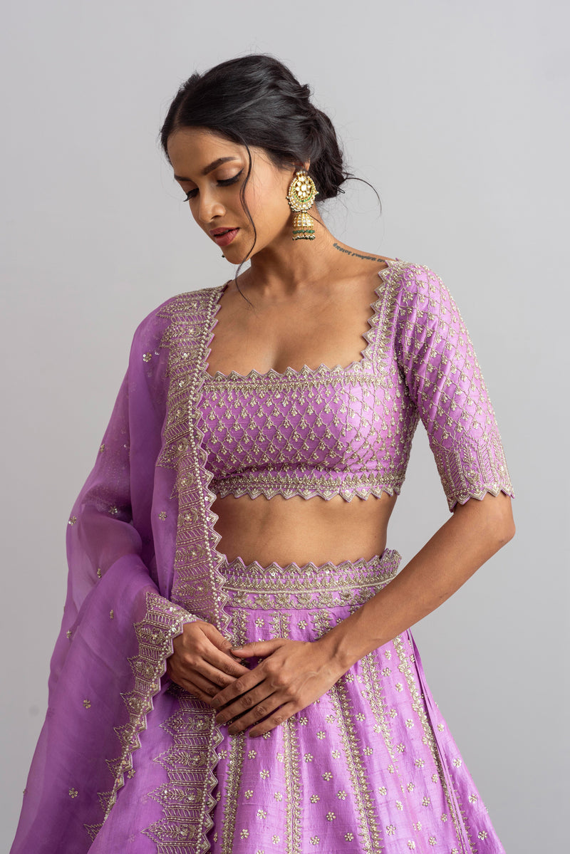 Riwaayat - Lavender Embroidered Lehenga Set – CoutureYard