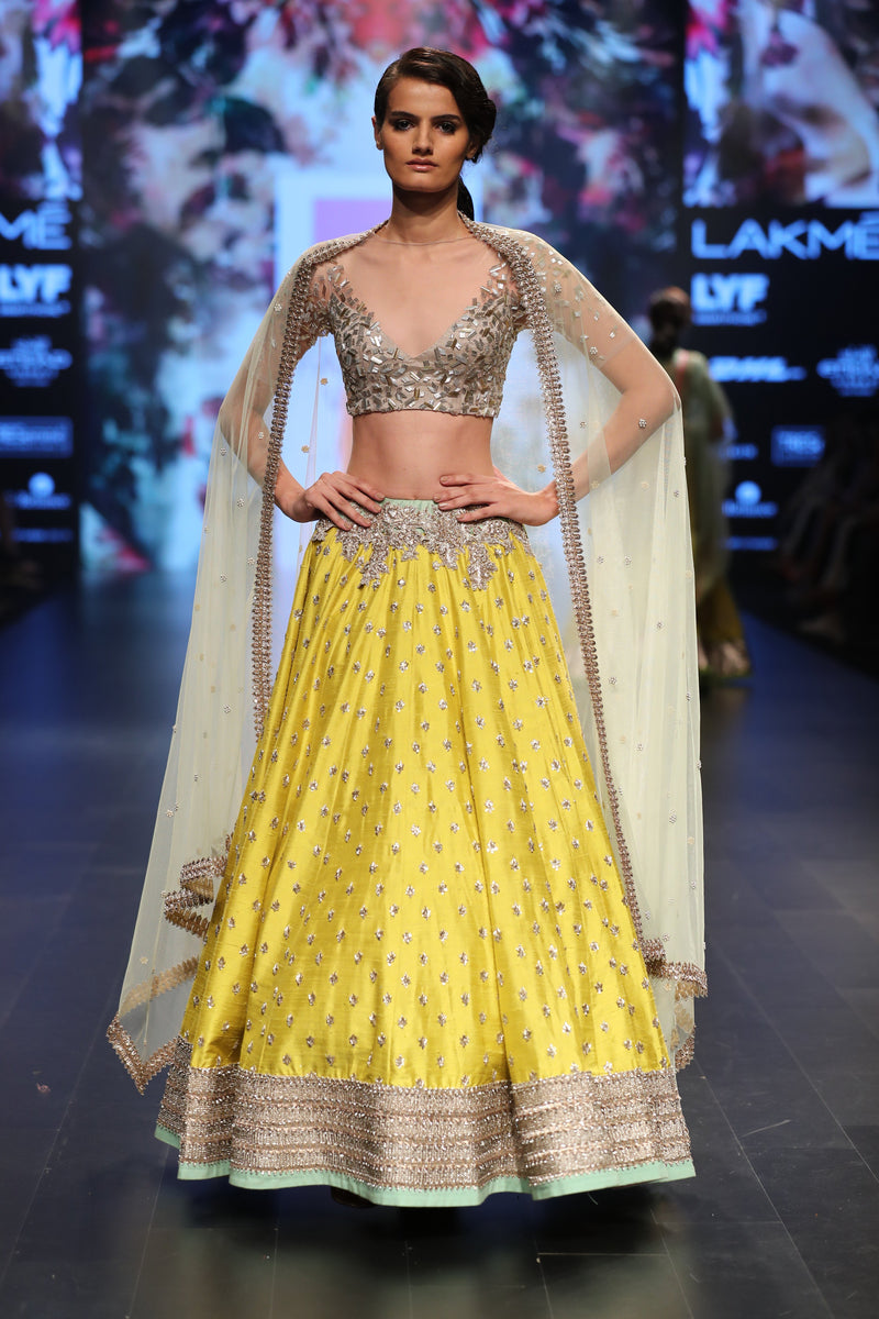 Yellow Organza Lehenga Set Design by Anushree Reddy at Pernia's Pop Up Shop  2024