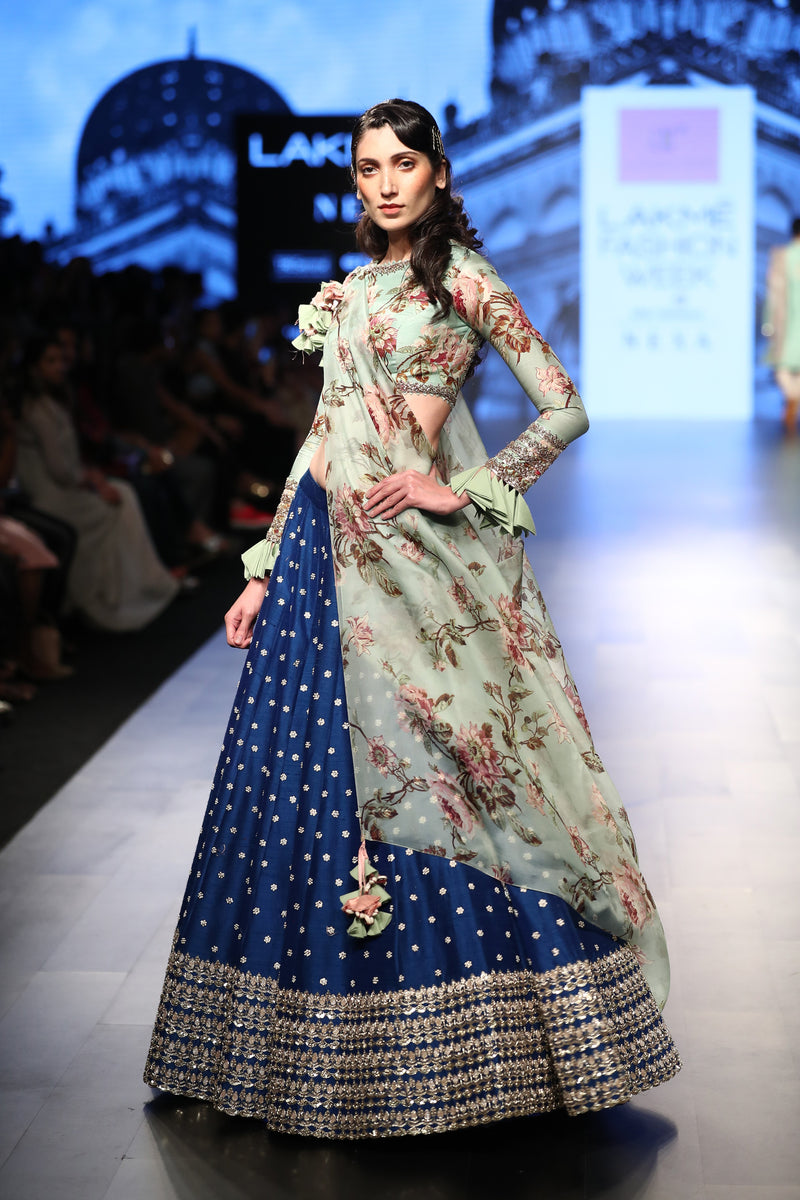 The Great Indian Wedding Book - Experience several appreciative glances in  this floral lehenga at any wedding you attend! Outfit by Anushree Reddy  Lakme Fashion Week #ramp #model #Indian #weddingseason | Facebook
