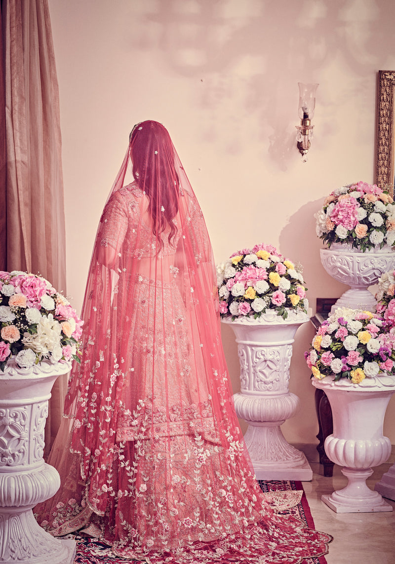 Bindani by Jigar & Nikita - Rose Pink Hand Embroidered Lehenga Set