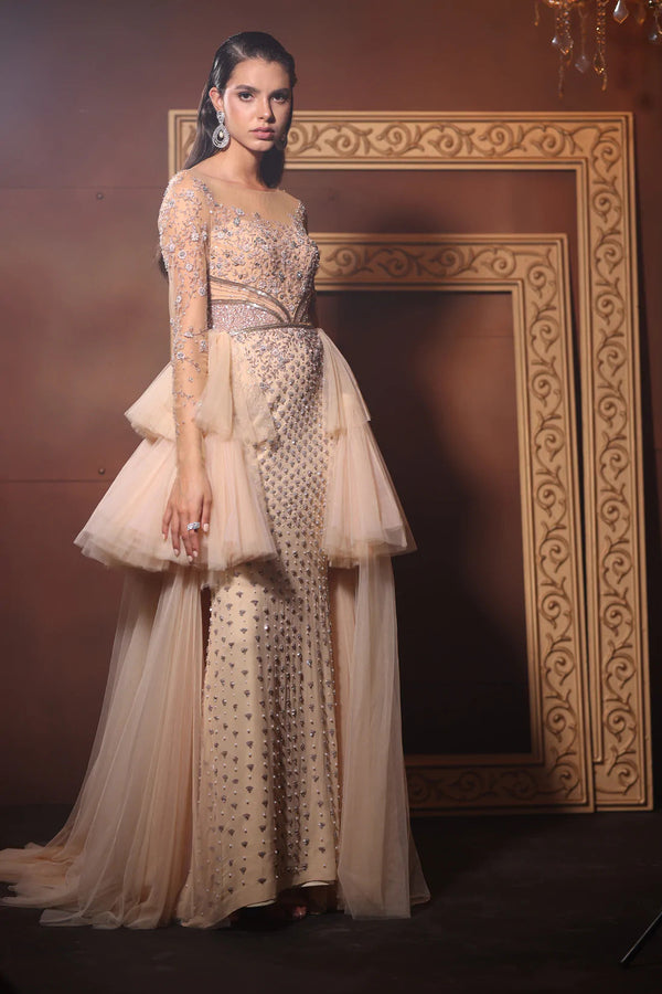 Bhawna Rao - Hand Embroidered Celestial Silver Gown