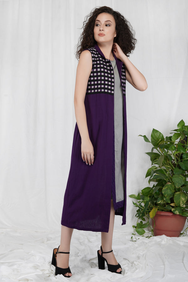 Bhagyashree Singh Raghuwanshi - Dark Purple Shrug Dress