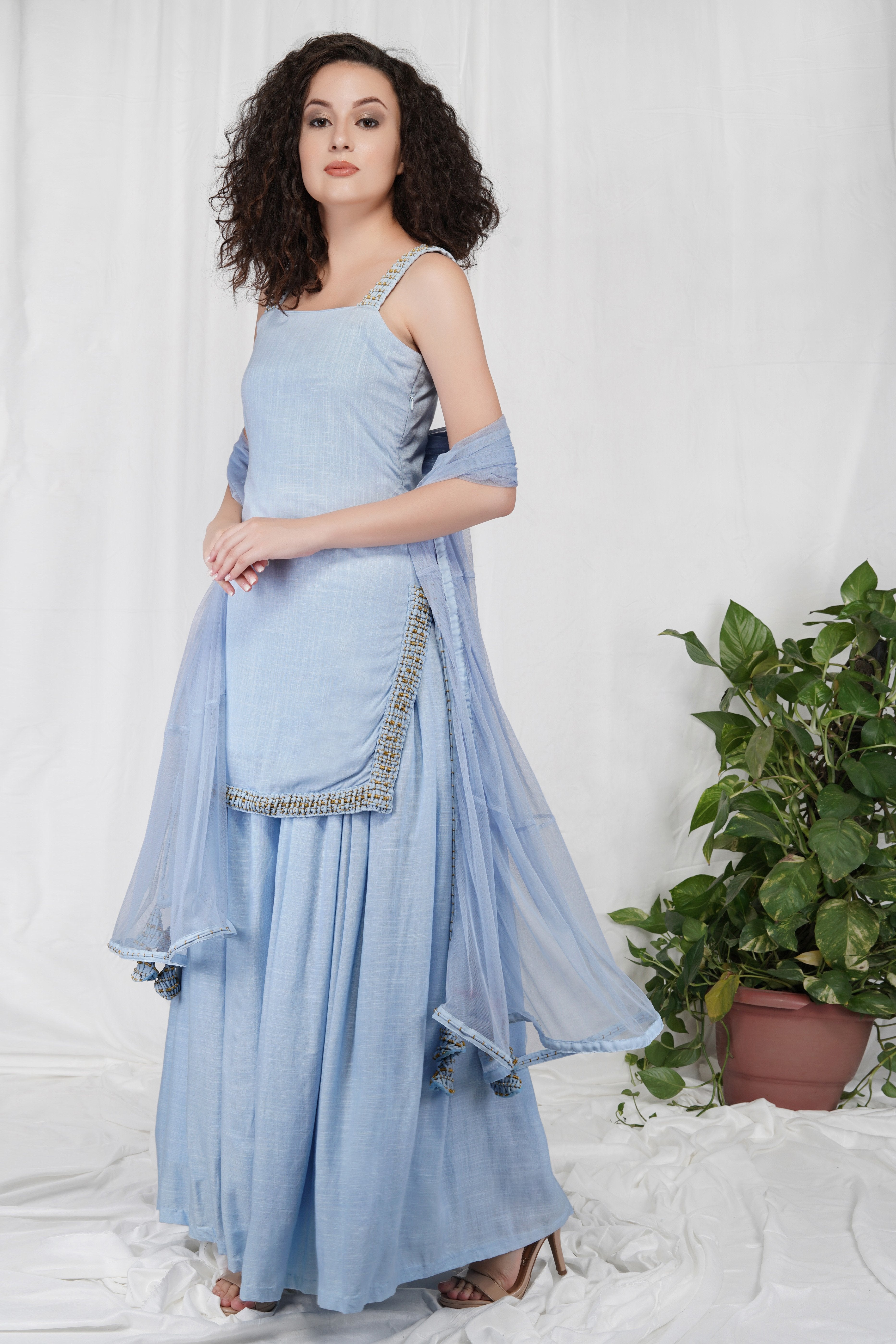 Bhagyashree Singh Raghuwanshi - Chambray Sharara Set