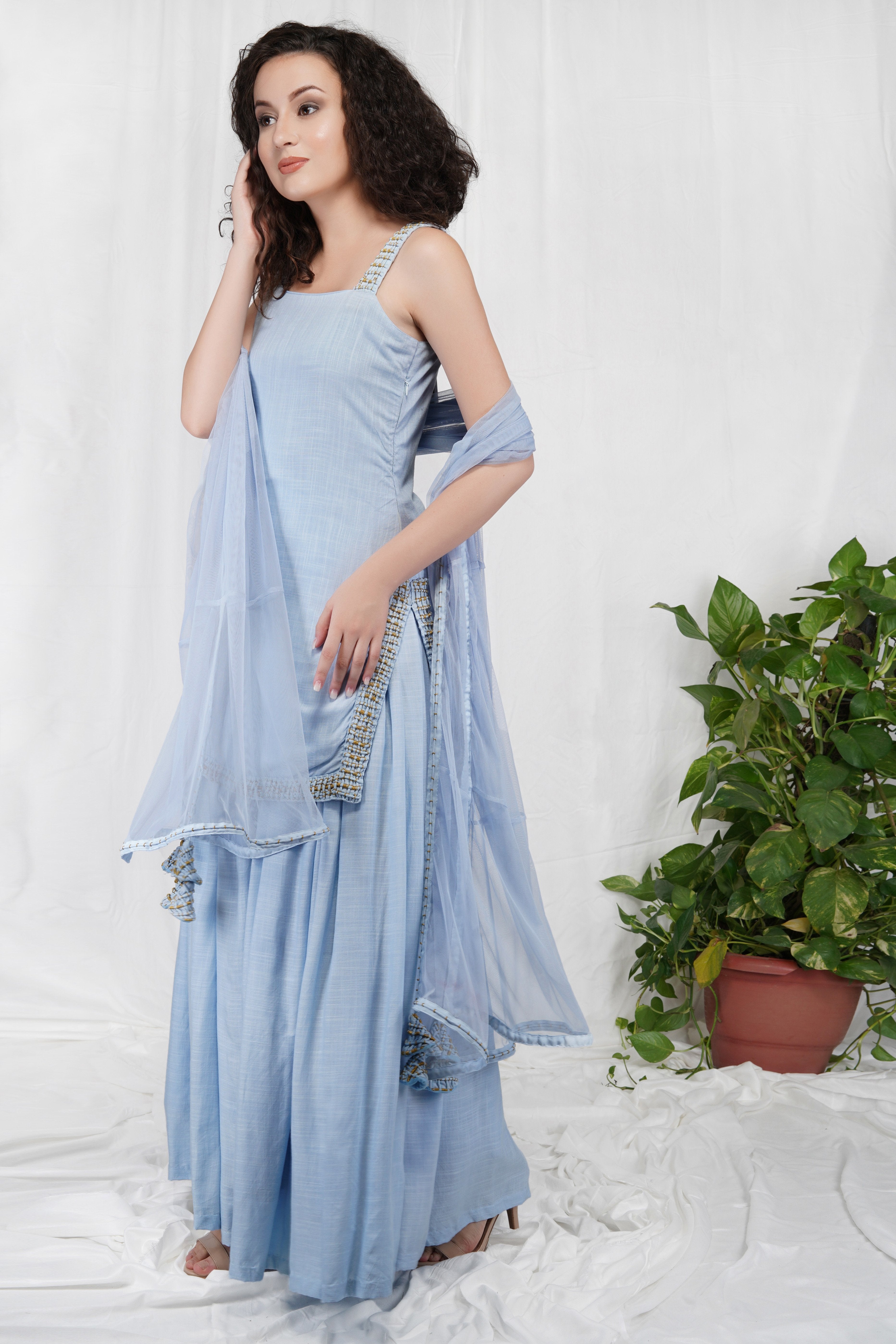 Bhagyashree Singh Raghuwanshi - Chambray Sharara Set