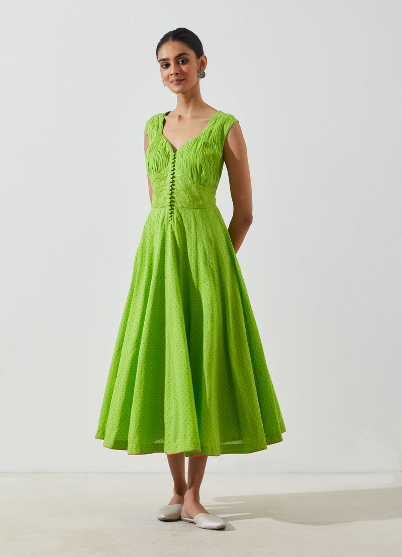 Label Earthen - Champa Kali Green Dress