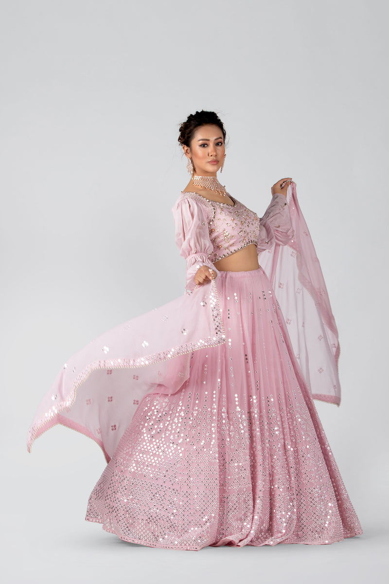 Suruchi Parakh - Baby Pink Embroidered Skirt Set