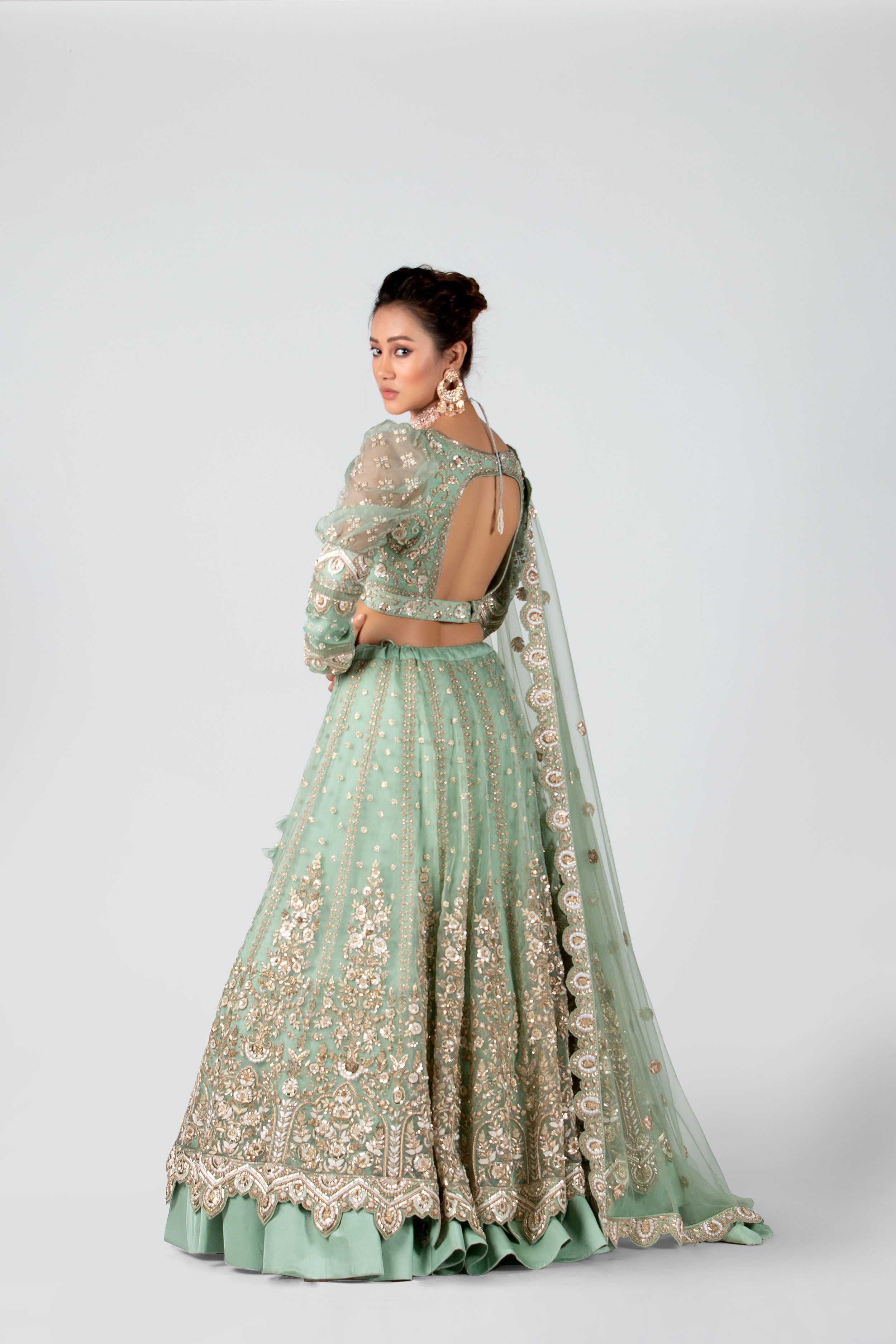 Suruchi Parakh - Sea Green Hand Embroidered Bridal Lehenga Set