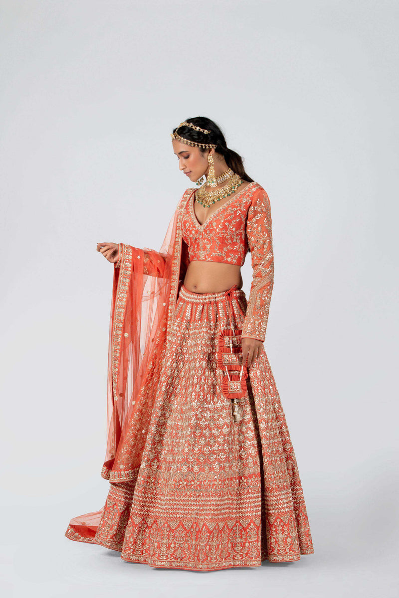 Green and Rust Color Wedding Lehenga ZOYA – Panache Haute Couture