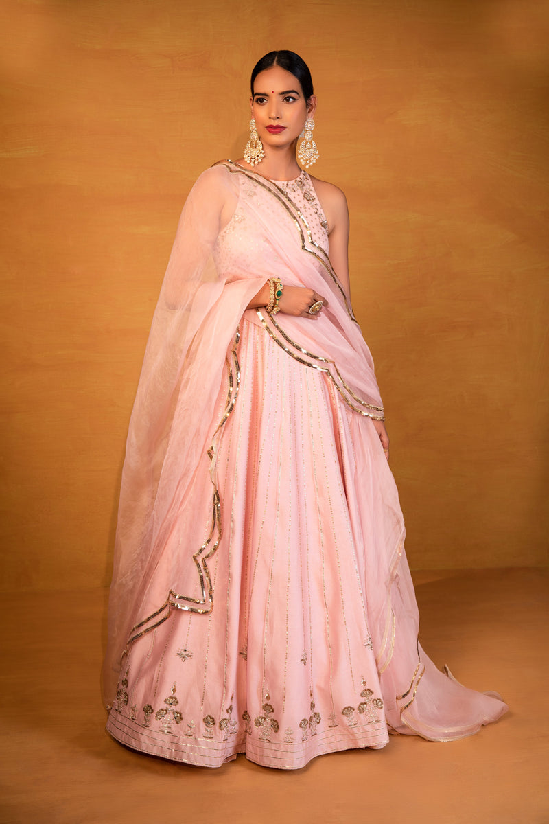 Esha Koul - Pink Embroidered Anarkali Set