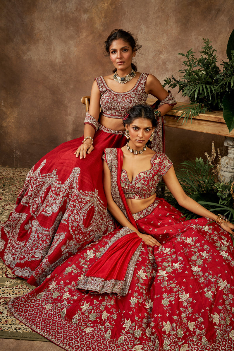 Jayanti Reddy - Red Embroidered Lehenga Set