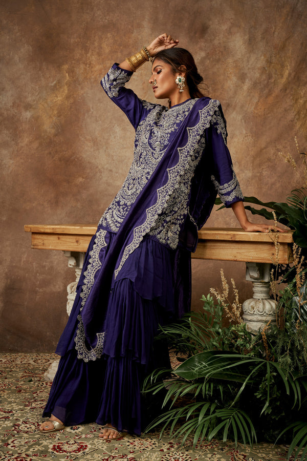 Jayanti Reddy - Purple Embroidered Sharara Set
