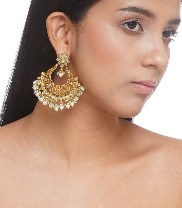 Preeti Mohan - Chandni Gold Plated Chandbali Earring With Pearls