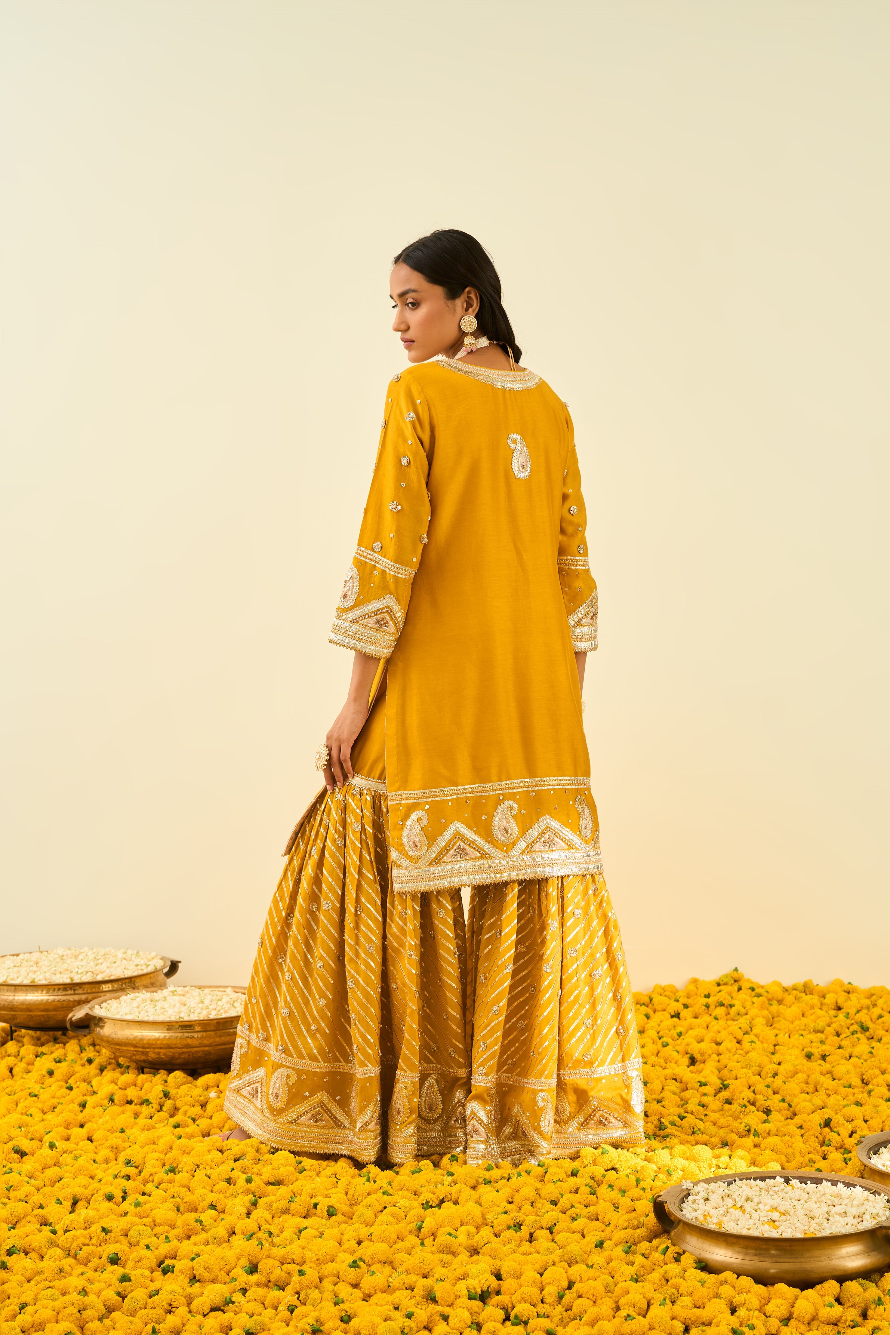 Sheetal Batra - Shafna - Glaze Mustard Embroidered Kurta Set