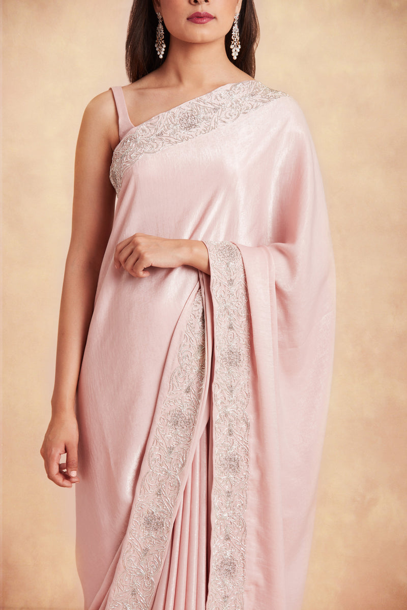 Sanjhana Reddy - Pink hand embroidered saree and blouse