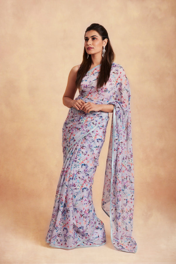 Sanjhana Reddy - Mauve floral print saree