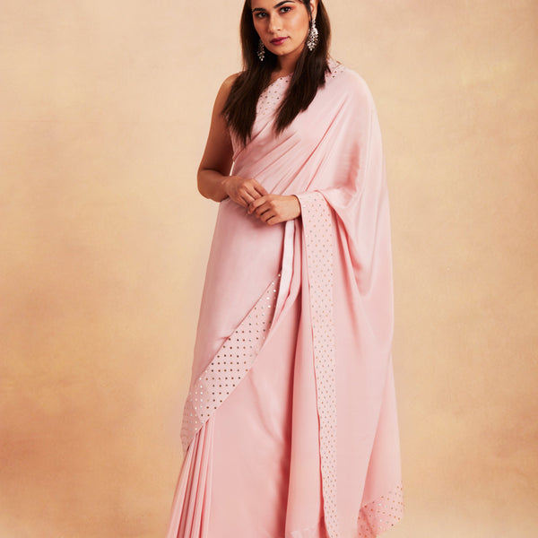 Light Pink Plain Fashion Georgette Saree – Leemboodi