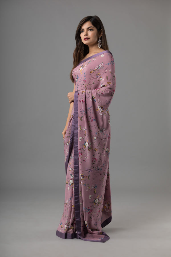 Sanjhana Reddy - Floral Print Silk Saree