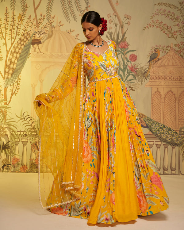 Aayushi Maniar - Amber Floral Anarkali Set