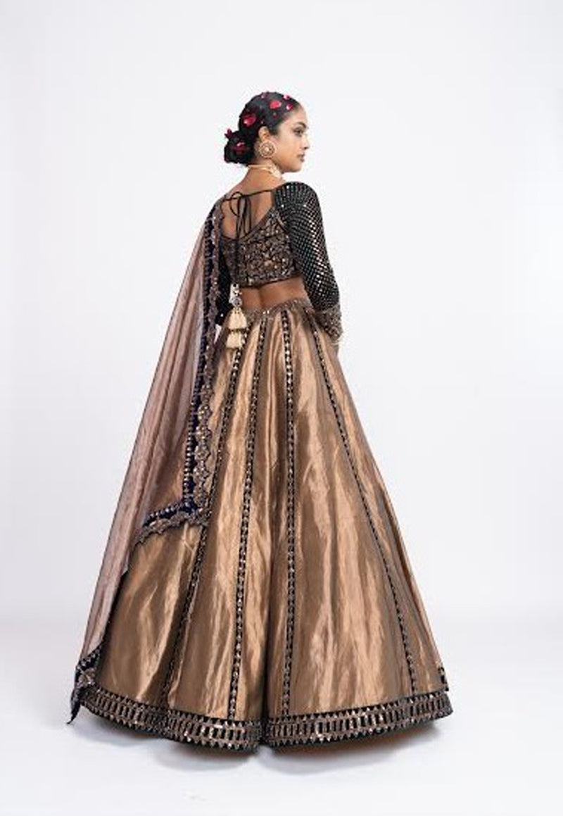 Buy Bridal Lehenga Choli Dupatta Dress in Tissue Fabric – Nameera by Farooq